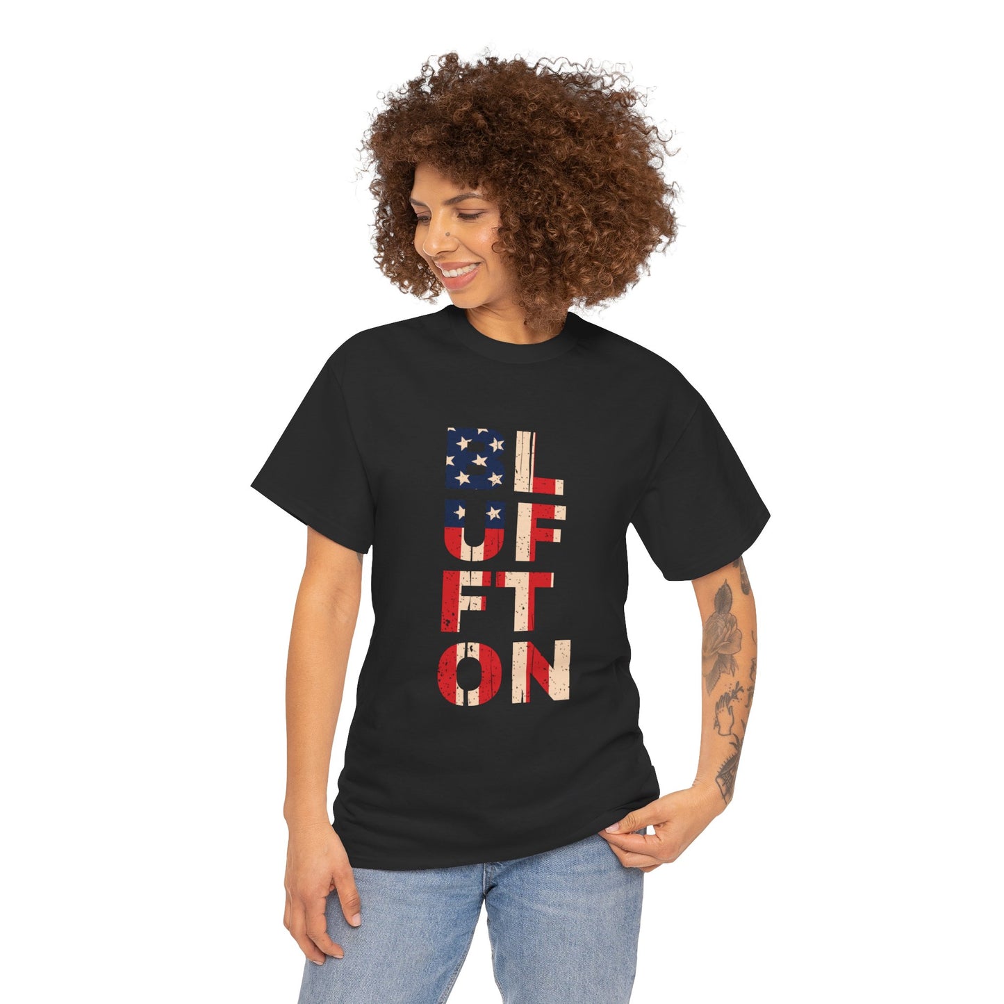 Bluffton South Carolina, Patriotic Unisex Heavy Cotton Tee, Casual Wear, Gift for Independence Day, Everyday Fashion, USA Pride Shirt