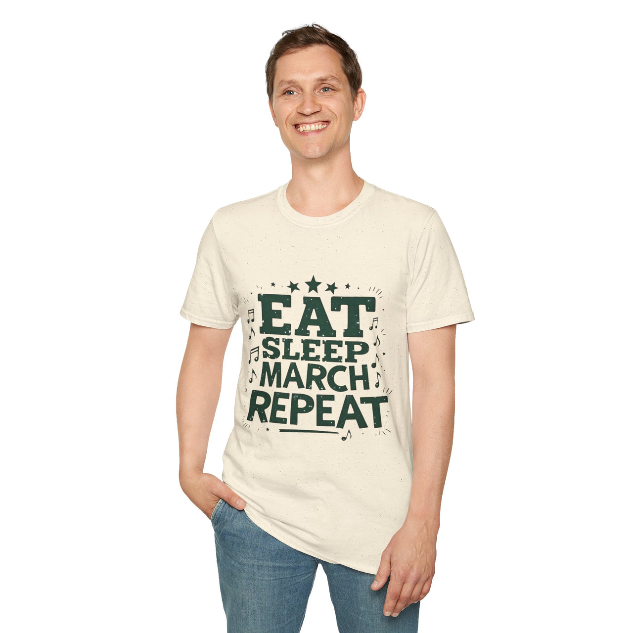Marching Band Unisex T-Shirt - Eat Sleep March Repeat Design