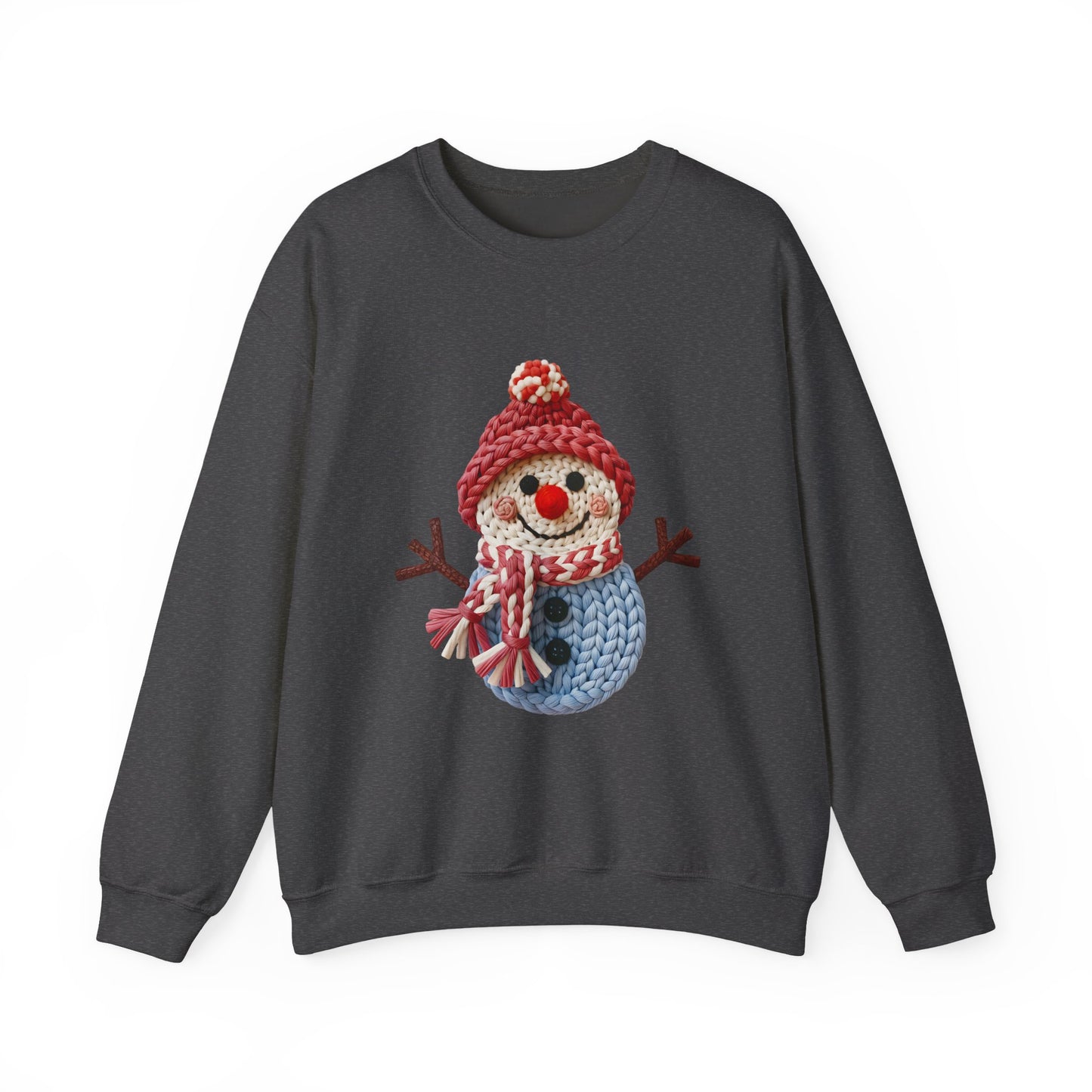 Snowman Knit Crewneck Sweatshirt — Cute Holiday Snowman Graphic