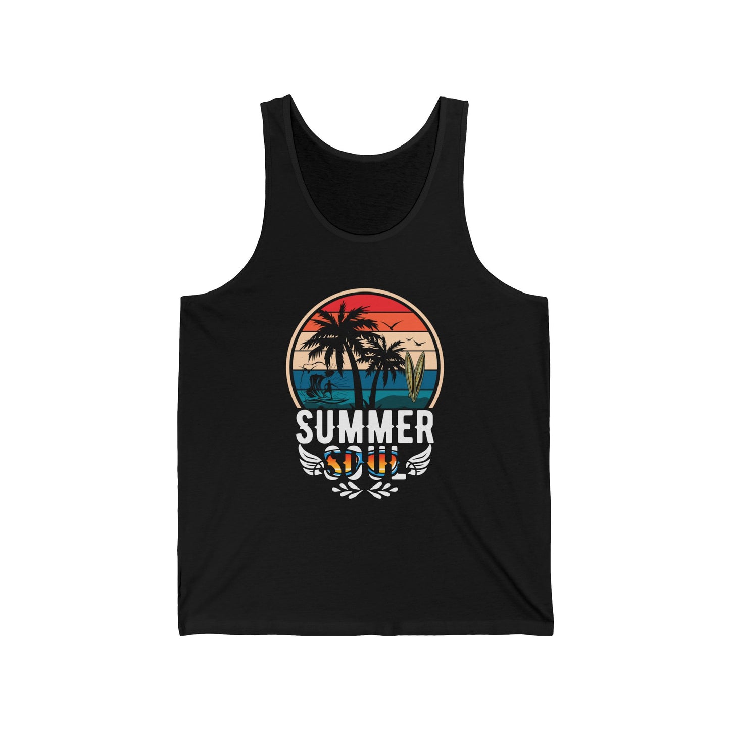Summer Soul Unisex Jersey Tank Top, Beachwear, Vacation Outfit, Summer Apparel, Gift for Him/Her, Tropical Vibes