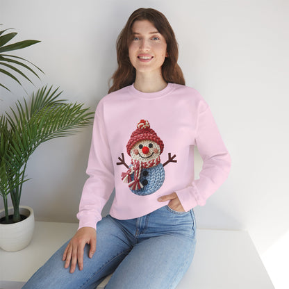 Snowman Knit Crewneck Sweatshirt — Cute Holiday Snowman Graphic