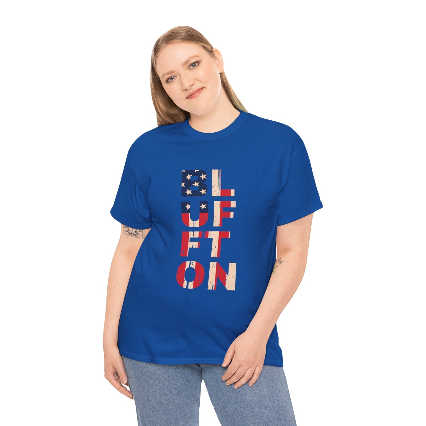 Bluffton South Carolina, Patriotic Unisex Heavy Cotton Tee, Casual Wear, Gift for Independence Day, Everyday Fashion, USA Pride Shirt