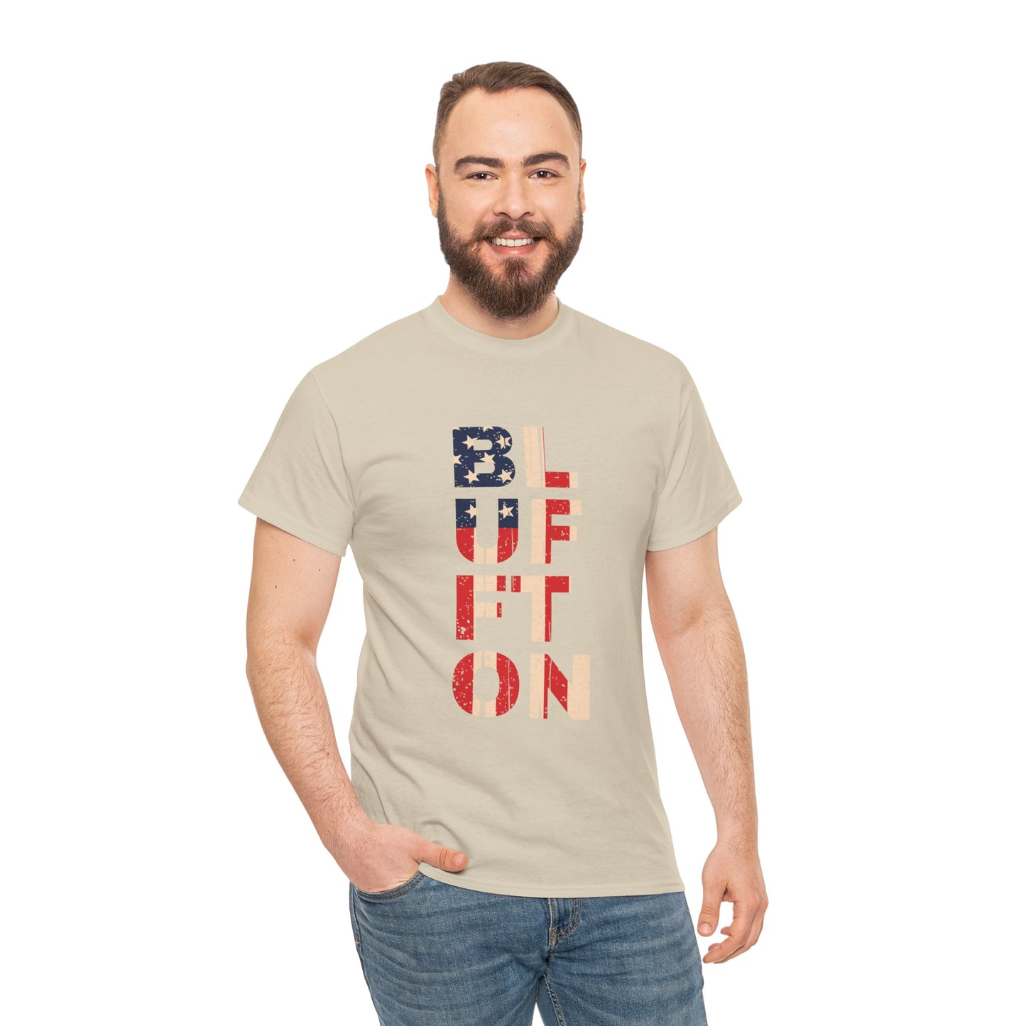 Bluffton South Carolina, Patriotic Unisex Heavy Cotton Tee, Casual Wear, Gift for Independence Day, Everyday Fashion, USA Pride Shirt
