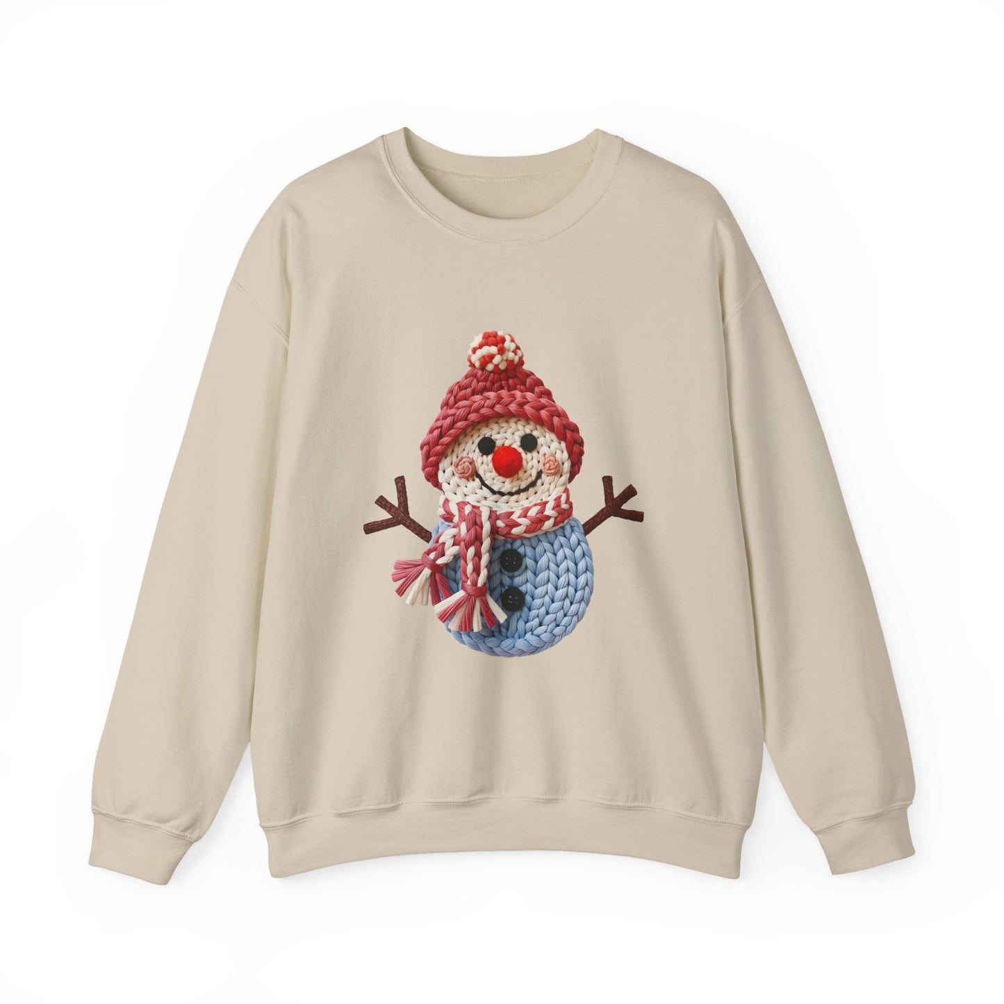 Snowman Knit Crewneck Sweatshirt — Cute Holiday Snowman Graphic