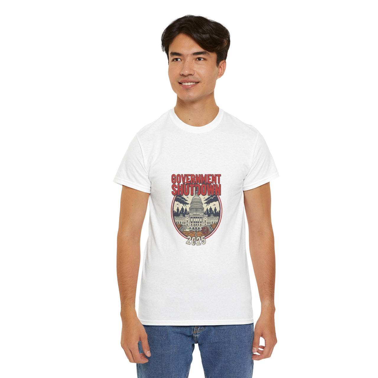Government Shutdown Unisex Heavy Cotton Tee, Casual Wear, Political Statement, Gift for Activists, Unisex Graphic Tee
