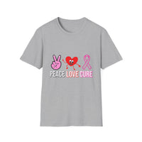 Peace Love Cure T-Shirt — Breast Cancer Awareness Tee