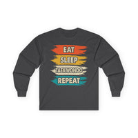 Taekwondo Long Sleeve Tee - Eat Sleep Taekwondo Repeat, Martial Arts Gift, Training Apparel, Workout Shirt, Sporty Style - To Be Designs