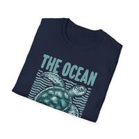Ocean Calling Unisex Softstyle T-Shirt, Sea Turtle Tee, Beach Lover Shirt, Gift for Ocean Enthusiasts, Summer Clothing - To Be Designs
