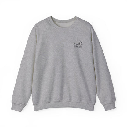 Maryland MD Cozy Unisex Crewneck Sweatshirt, Comfy Layering Piece, Perfect Gift for Friends, Relaxed Style for Every Season, Casual Sweat
