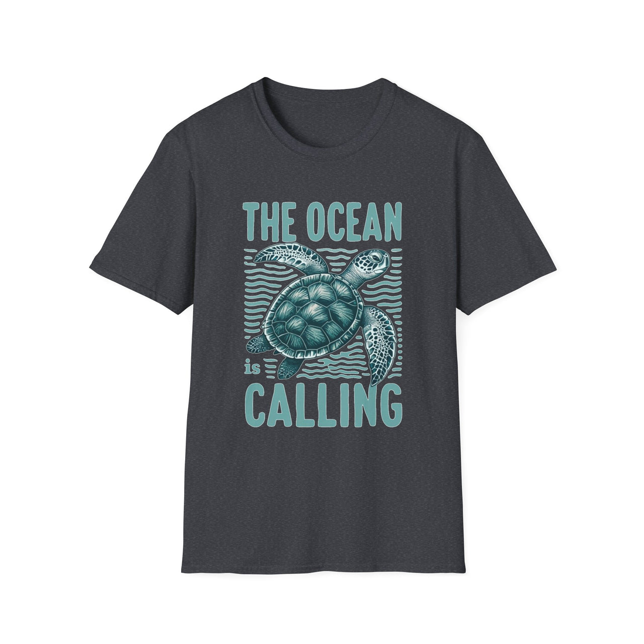 Ocean Calling Unisex Softstyle T-Shirt, Sea Turtle Tee, Beach Lover Shirt, Gift for Ocean Enthusiasts, Summer Clothing - To Be Designs