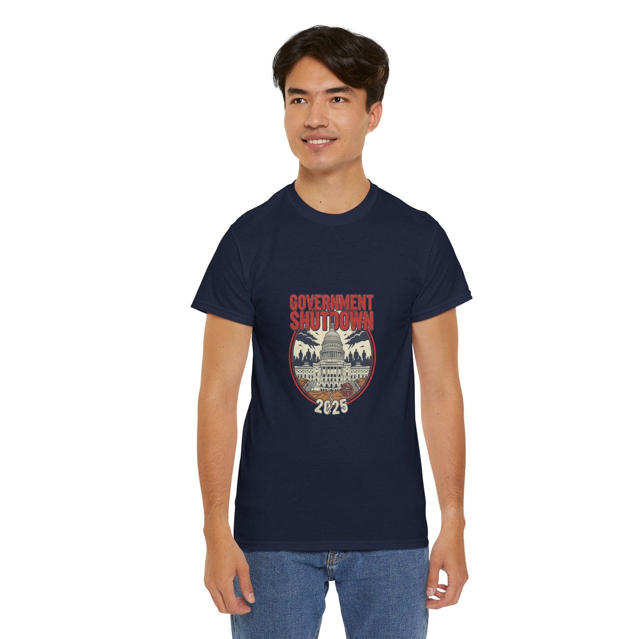 Government Shutdown Unisex Heavy Cotton Tee, Casual Wear, Political Statement, Gift for Activists, Unisex Graphic Tee