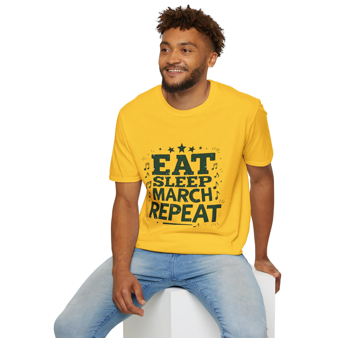 Marching Band Unisex T-Shirt - Eat Sleep March Repeat Design