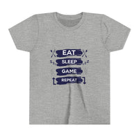 Eat, Sleep, Game, Repeat Youth Gamer Tee | Eat Sleep Game Repeat | Perfect for Birthdays, Gaming Events, Casual Wear, Holidays, and Everyday Fun