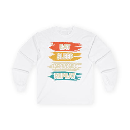 Taekwondo Long Sleeve Tee - Eat Sleep Taekwondo Repeat, Martial Arts Gift, Training Apparel, Workout Shirt, Sporty Style - To Be Designs
