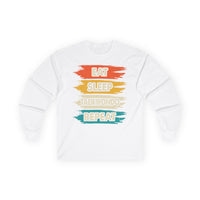 Taekwondo Long Sleeve Tee - Eat Sleep Taekwondo Repeat, Martial Arts Gift, Training Apparel, Workout Shirt, Sporty Style - To Be Designs