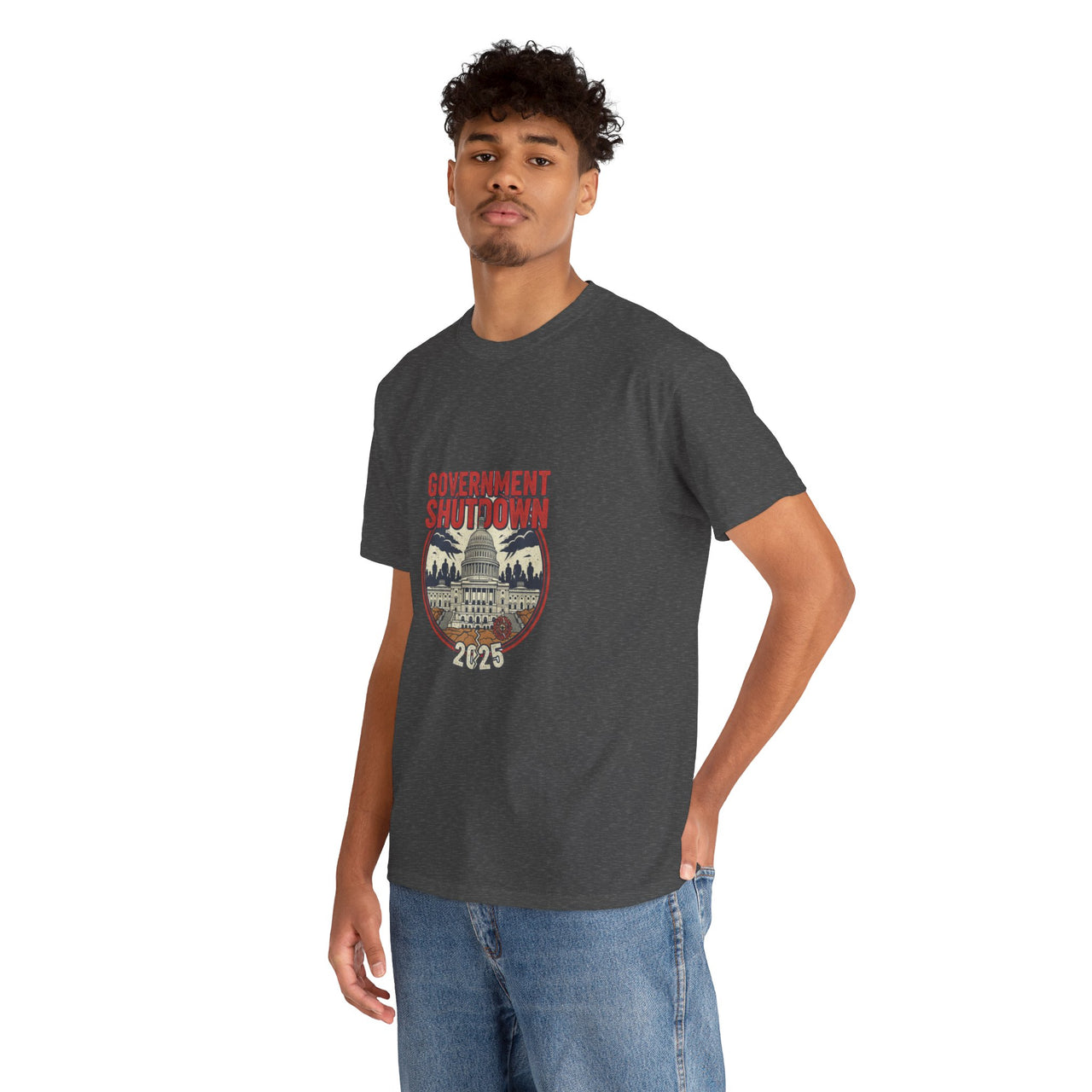Government Shutdown Unisex Heavy Cotton Tee, Casual Wear, Political Statement, Gift for Activists, Unisex Graphic Tee