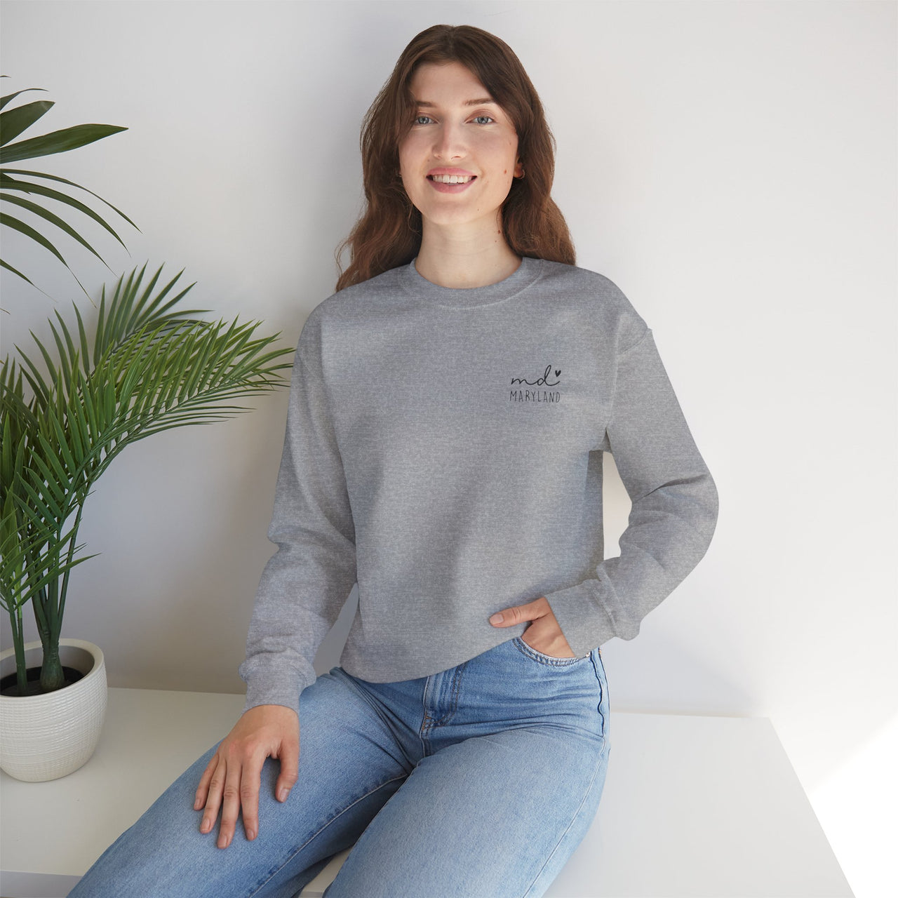 Maryland MD Cozy Unisex Crewneck Sweatshirt, Comfy Layering Piece, Perfect Gift for Friends, Relaxed Style for Every Season, Casual Sweat