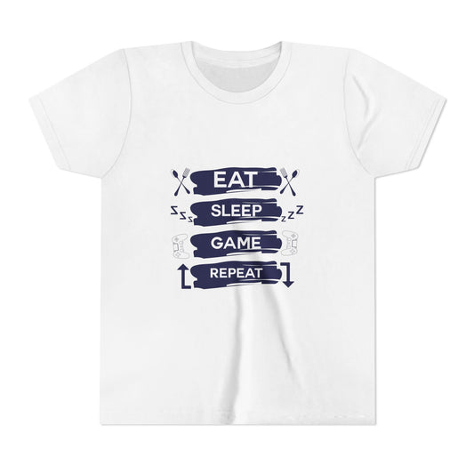 Eat, Sleep, Game, Repeat Youth Gamer Tee | Eat Sleep Game Repeat | Perfect for Birthdays, Gaming Events, Casual Wear, Holidays, and Everyday Fun
