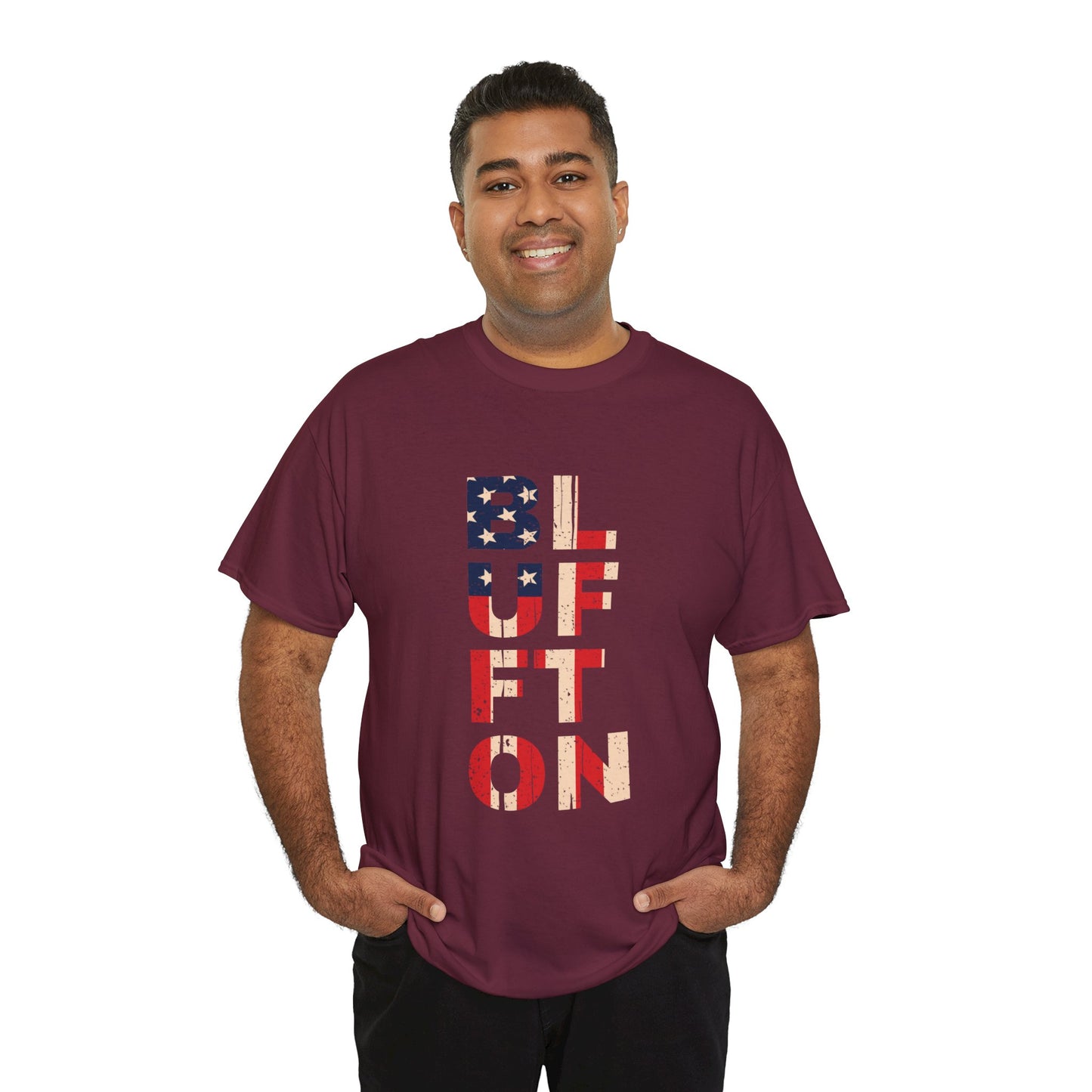 Bluffton South Carolina, Patriotic Unisex Heavy Cotton Tee, Casual Wear, Gift for Independence Day, Everyday Fashion, USA Pride Shirt