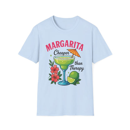 Margarita Lovers T-Shirt, Cheaper than Therapy Tee, Cocktail Humor Shirt, Unisex Softstyle Tee, Perfect Gift for Parties, Summer Vibes - To Be Designs