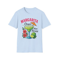 Margarita Lovers T-Shirt, Cheaper than Therapy Tee, Cocktail Humor Shirt, Unisex Softstyle Tee, Perfect Gift for Parties, Summer Vibes - To Be Designs