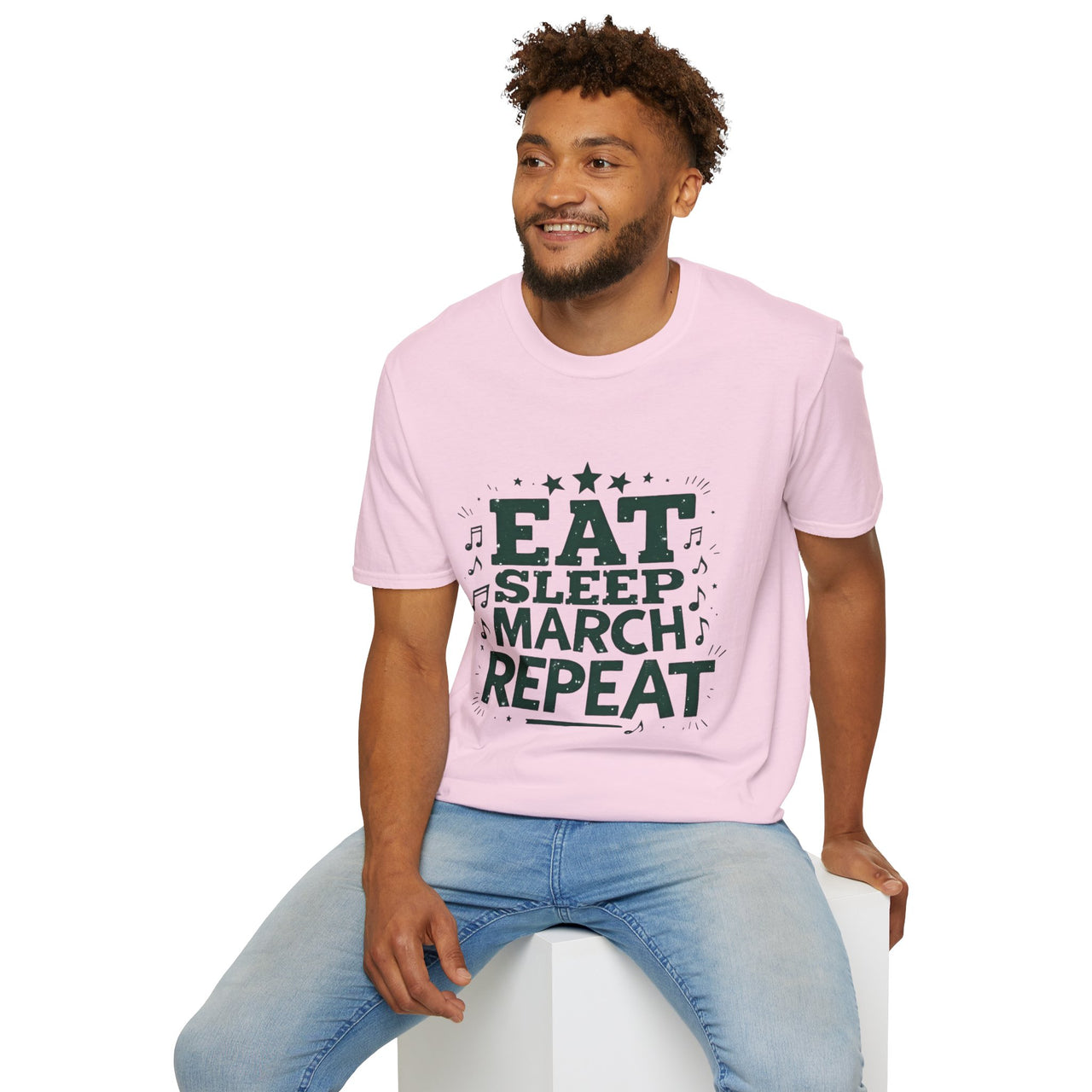 Marching Band Unisex T-Shirt - Eat Sleep March Repeat Design
