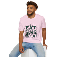 Marching Band Unisex T-Shirt - Eat Sleep March Repeat Design