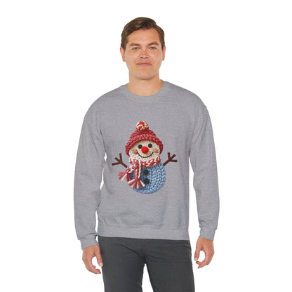 Snowman Knit Crewneck Sweatshirt — Cute Holiday Snowman Graphic