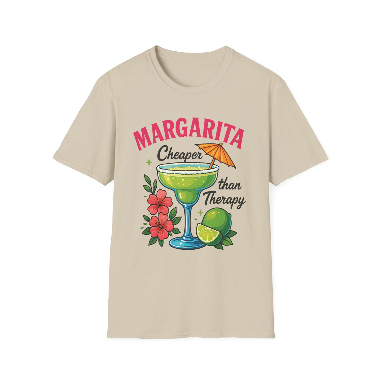 Margarita Lovers T-Shirt, Cheaper than Therapy Tee, Cocktail Humor Shirt, Unisex Softstyle Tee, Perfect Gift for Parties, Summer Vibes - To Be Designs