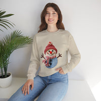 Snowman Knit Crewneck Sweatshirt — Cute Holiday Snowman Graphic