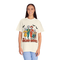 Golden Ghouls Unisex T-Shirt, Halloween Tee, Vintage Style Shirt, Gift for Fans, Retro Graphic Tee, Spooky Apparel