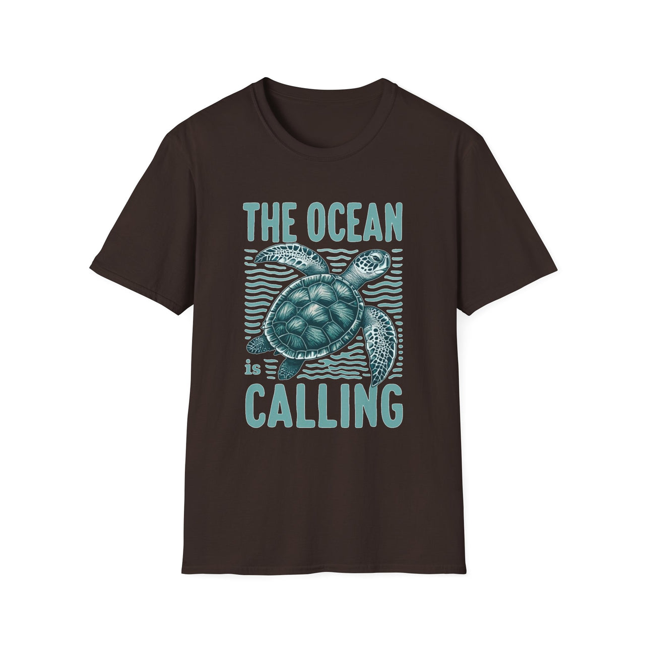 Ocean Calling Unisex Softstyle T-Shirt, Sea Turtle Tee, Beach Lover Shirt, Gift for Ocean Enthusiasts, Summer Clothing - To Be Designs
