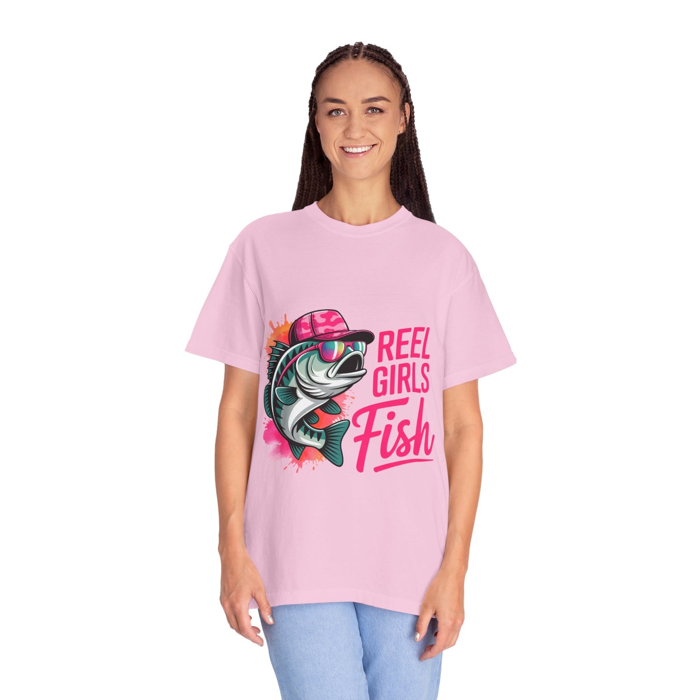 Reel Girls Fish Graphic T-Shirt, Fishing Gift for Women, Fisherwoman Tee, Summer Outfit, Fishing Lovers, Outdoor Adventure Apparel