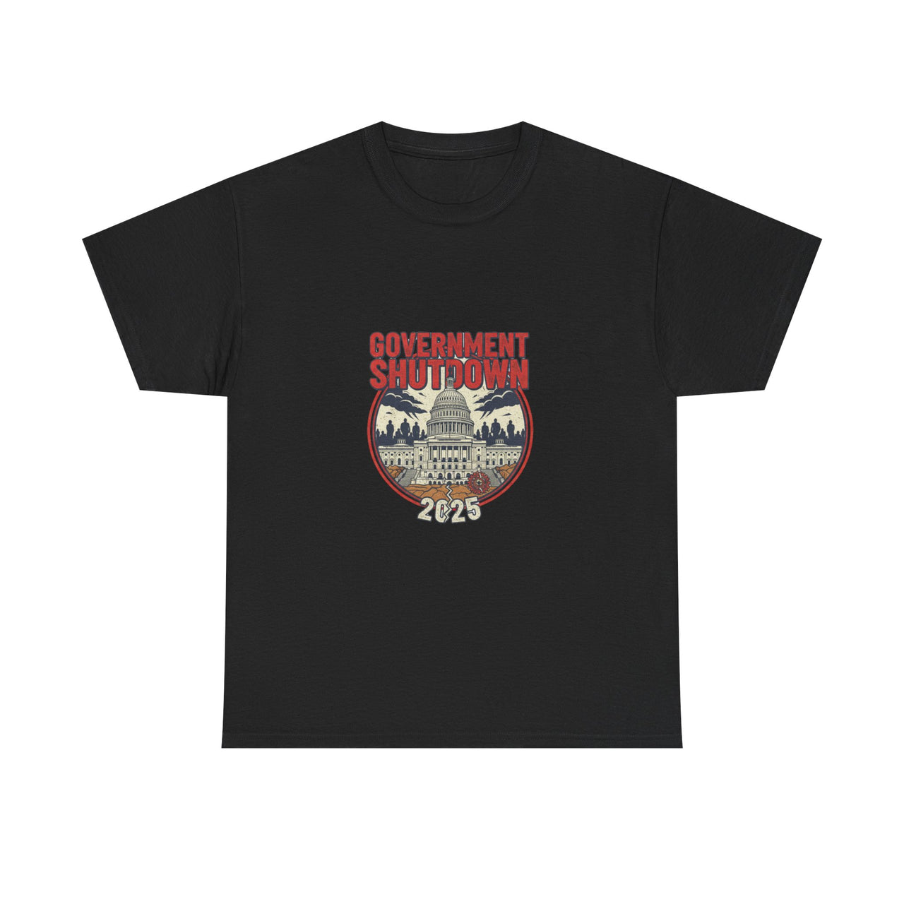 Government Shutdown Unisex Heavy Cotton Tee, Casual Wear, Political Statement, Gift for Activists, Unisex Graphic Tee
