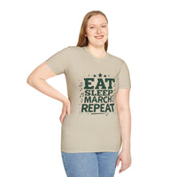 Marching Band Unisex T-Shirt - Eat Sleep March Repeat Design