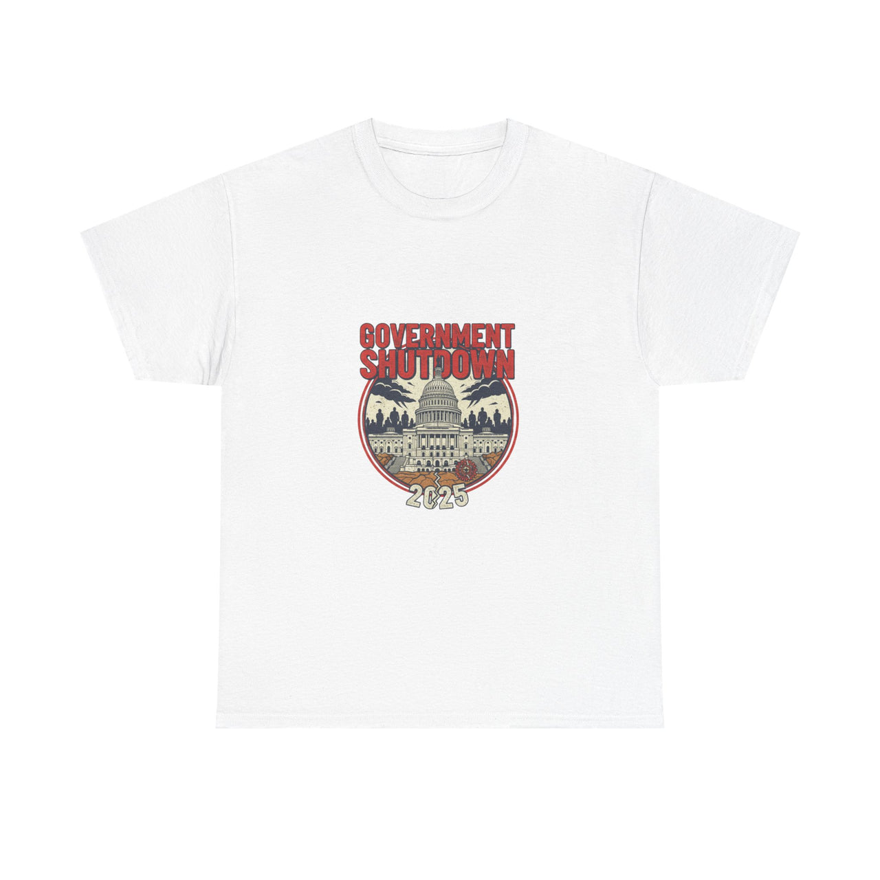 Government Shutdown Unisex Heavy Cotton Tee, Casual Wear, Political Statement, Gift for Activists, Unisex Graphic Tee