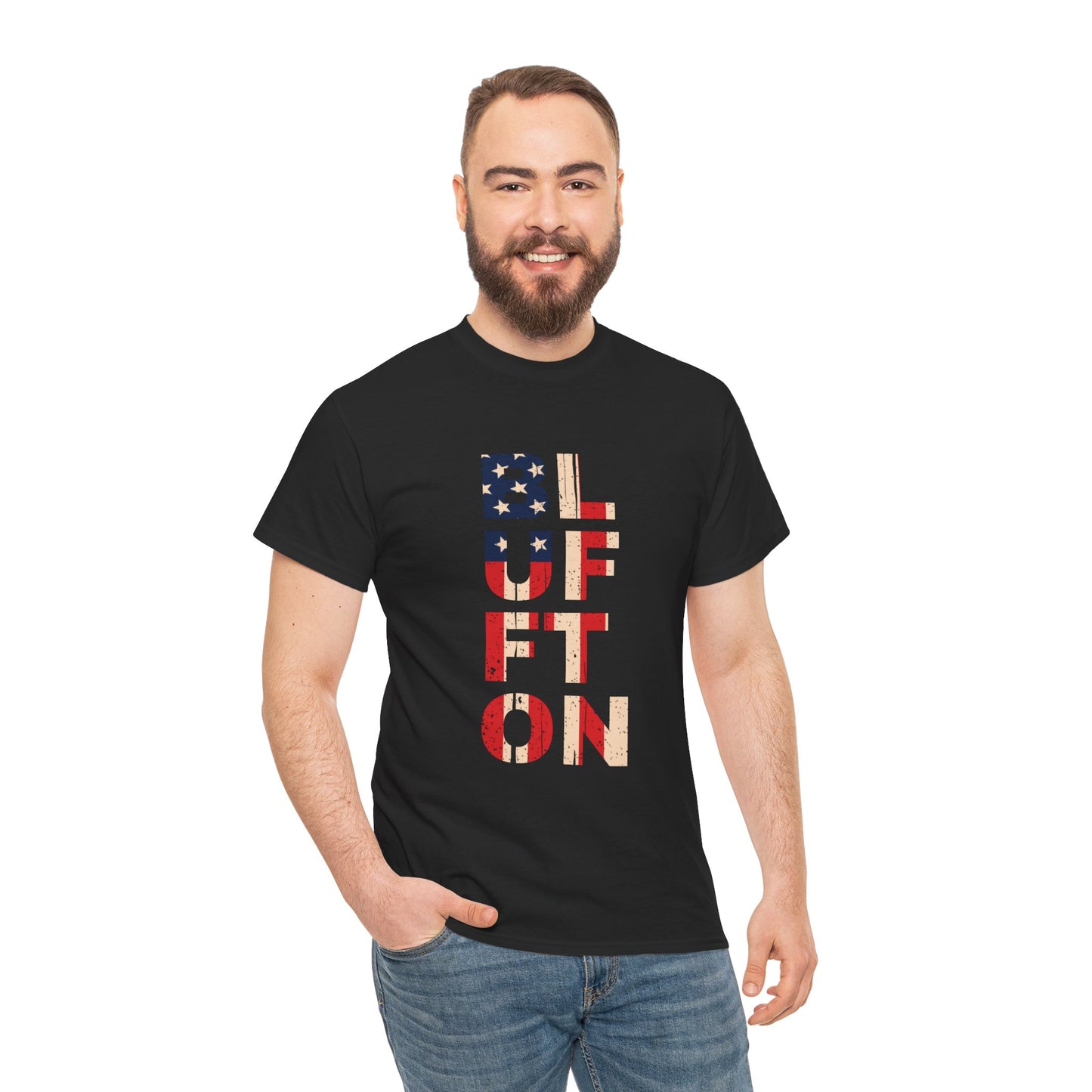 Bluffton South Carolina, Patriotic Unisex Heavy Cotton Tee, Casual Wear, Gift for Independence Day, Everyday Fashion, USA Pride Shirt