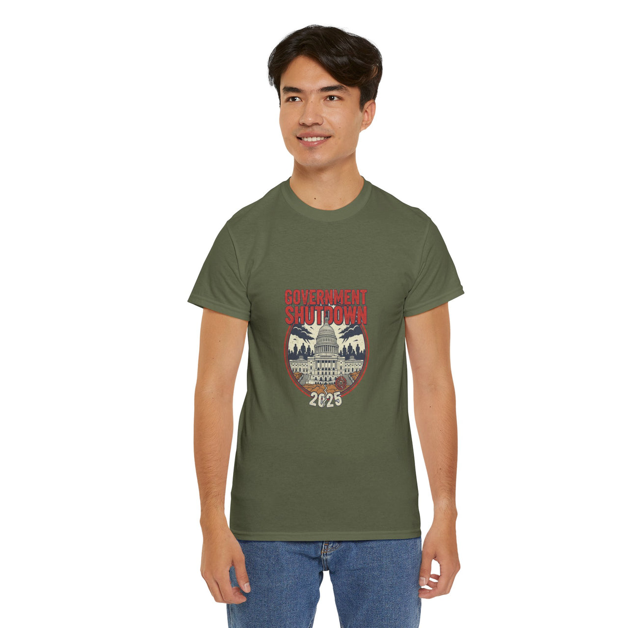 Government Shutdown Unisex Heavy Cotton Tee, Casual Wear, Political Statement, Gift for Activists, Unisex Graphic Tee
