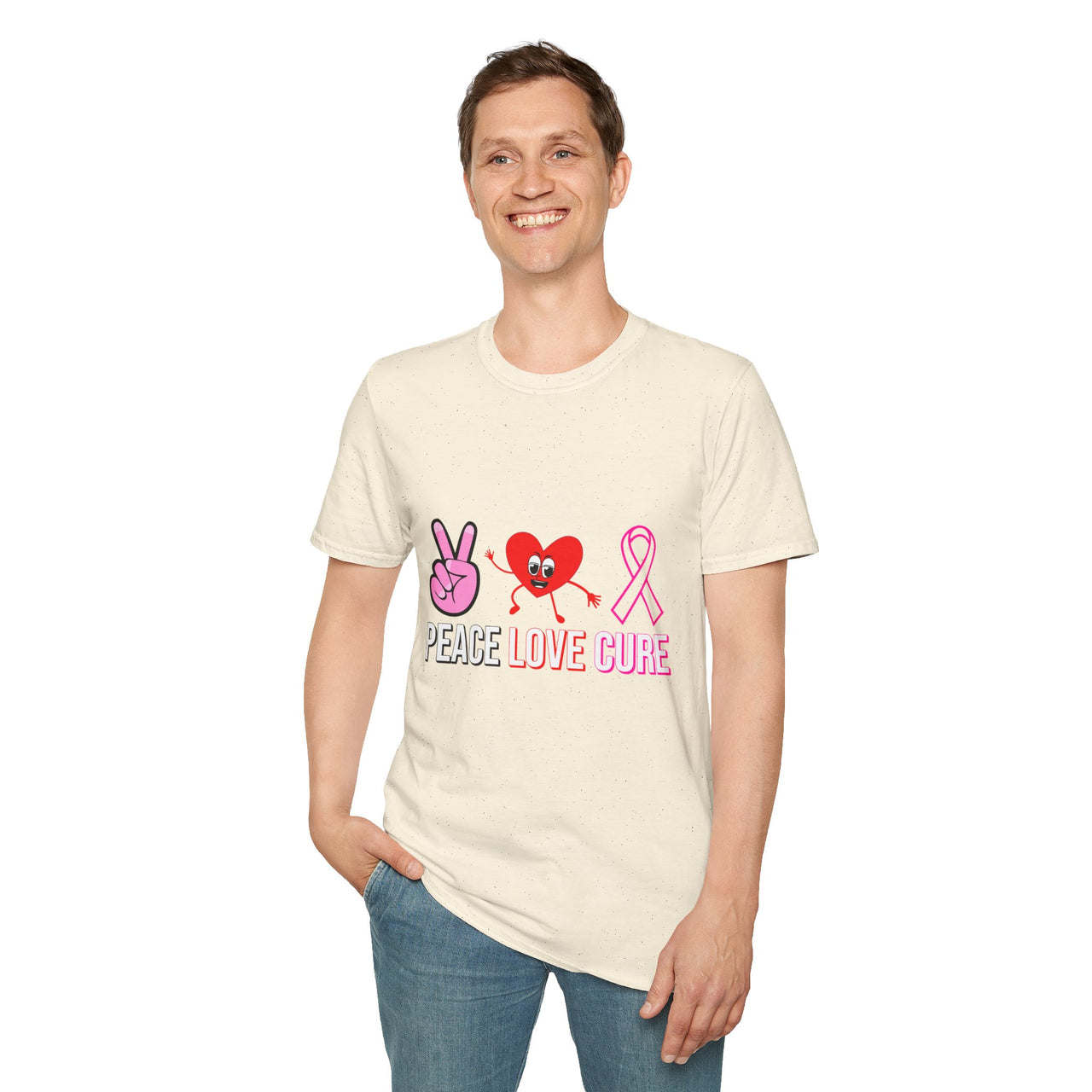 Peace Love Cure T-Shirt — Breast Cancer Awareness Tee