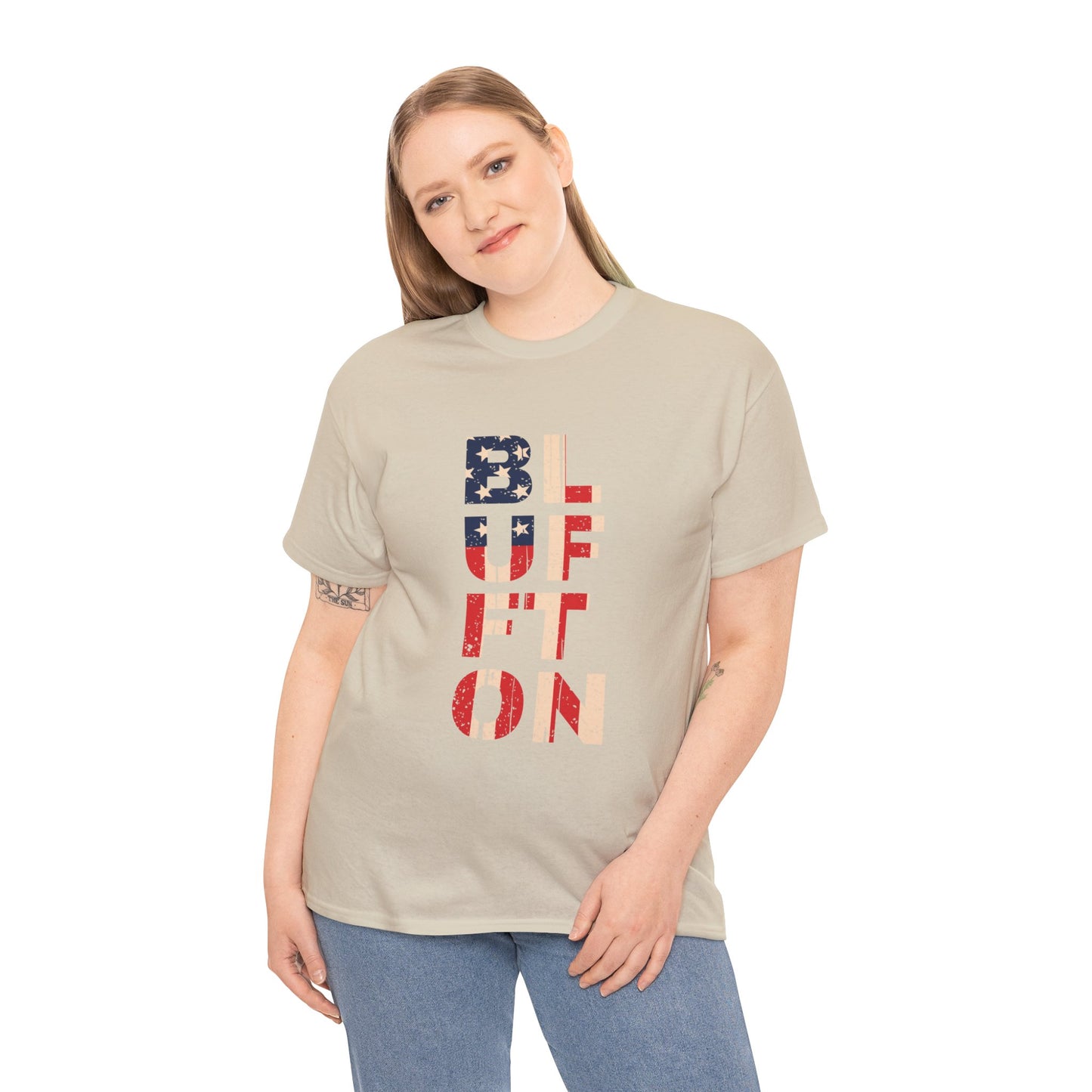 Bluffton South Carolina, Patriotic Unisex Heavy Cotton Tee, Casual Wear, Gift for Independence Day, Everyday Fashion, USA Pride Shirt