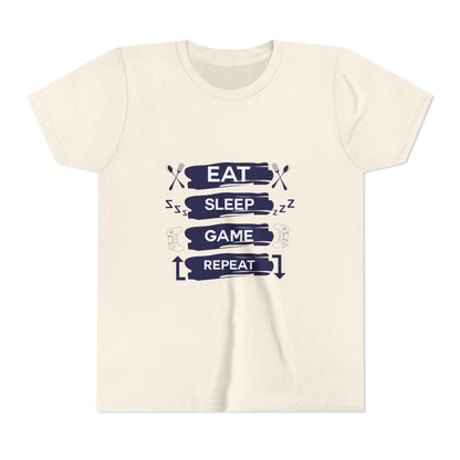Eat, Sleep, Game, Repeat Youth Gamer Tee | Eat Sleep Game Repeat | Perfect for Birthdays, Gaming Events, Casual Wear, Holidays, and Everyday Fun