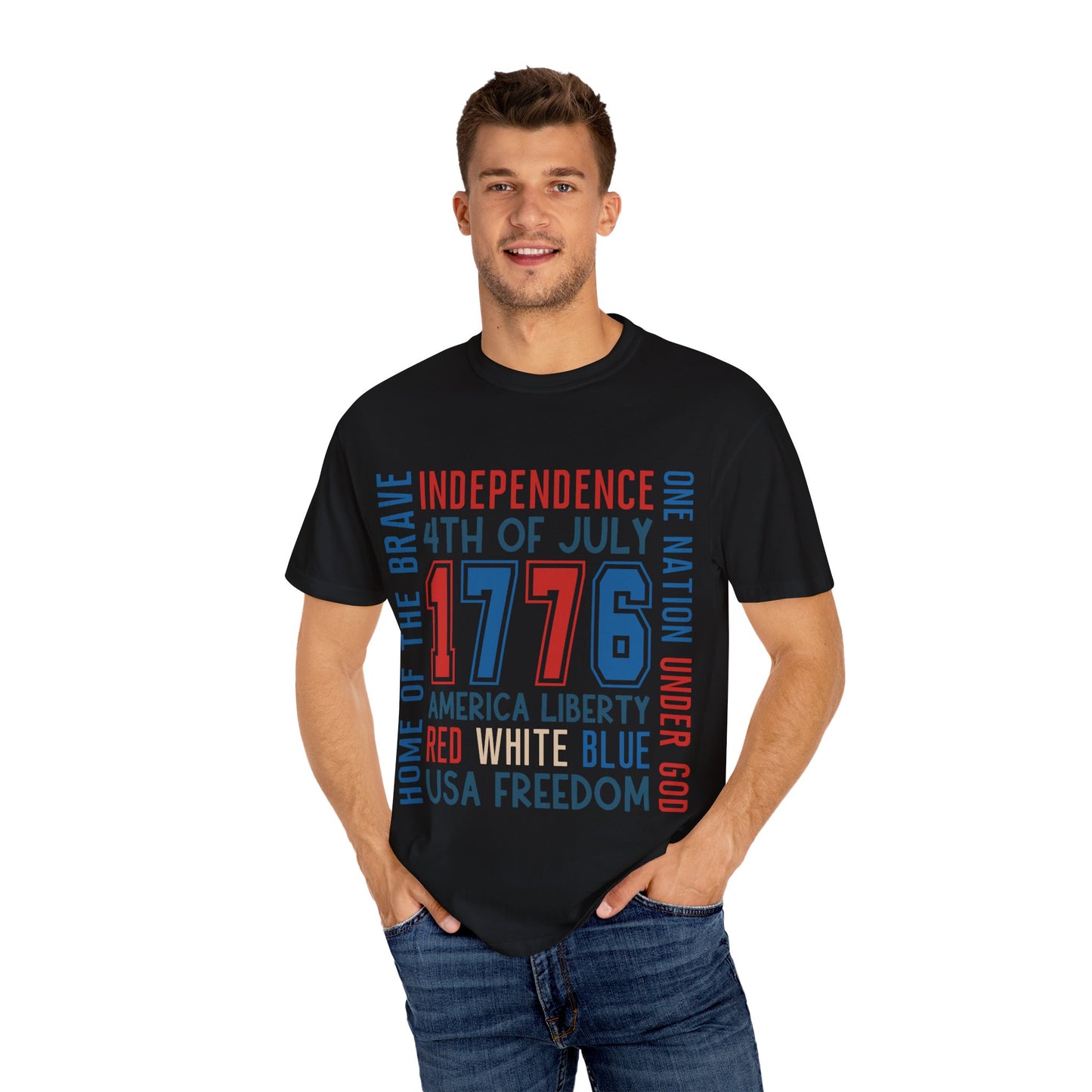Patriotic Unisex T-Shirt - Celebrate Independence Day, Fourth of July, USA Freedom, Home of the Brave, American Pride - To Be Designs