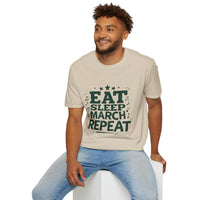 Marching Band Unisex T-Shirt - Eat Sleep March Repeat Design