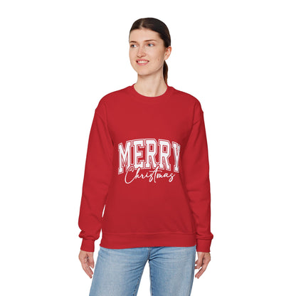 Merry Christmas Crewneck Sweatshirt – "Merry Christmas" Varsity Script Holiday Sweater
