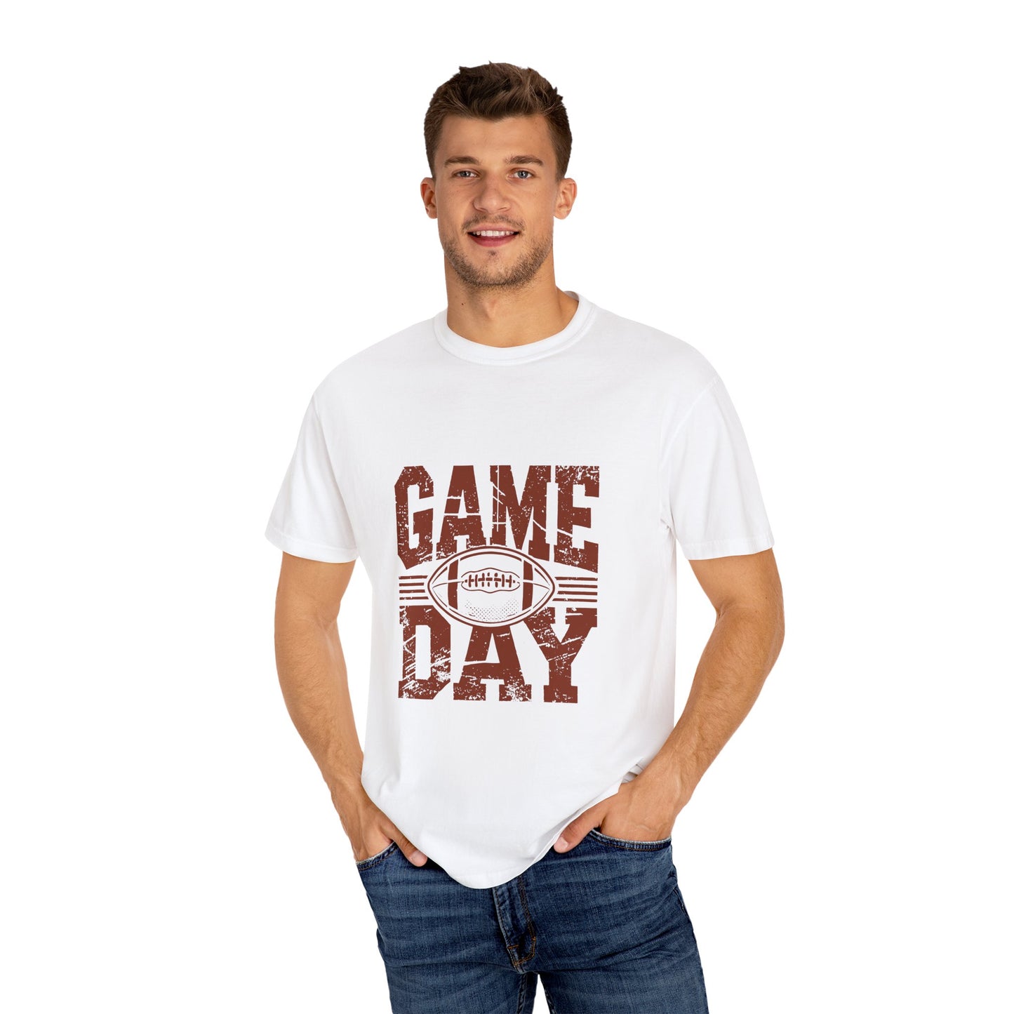 Game Day Unisex Garment-Dyed T-shirt, Football Tee, Sports Apparel, Gift for Him, Casual Wear, Tailgate Outfit, Game Night Shirt