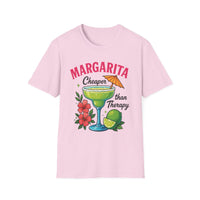 Margarita Lovers T-Shirt, Cheaper than Therapy Tee, Cocktail Humor Shirt, Unisex Softstyle Tee, Perfect Gift for Parties, Summer Vibes - To Be Designs