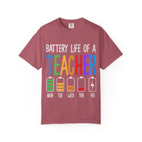 Battery Life of a Teacher T-Shirt - Battery Life of a Teacher - Gift for Educators, Teacher Appreciation, Back to School, Fun Classroom Shirt