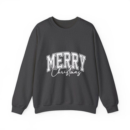 Merry Christmas Crewneck Sweatshirt – "Merry Christmas" Varsity Script Holiday Sweater