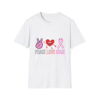 Peace Love Cure T-Shirt — Breast Cancer Awareness Tee