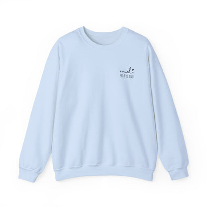 Maryland MD Cozy Unisex Crewneck Sweatshirt, Comfy Layering Piece, Perfect Gift for Friends, Relaxed Style for Every Season, Casual Sweat